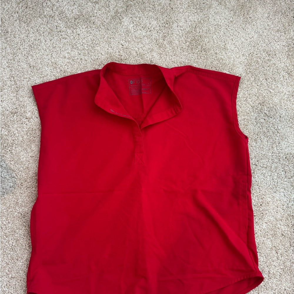 Figs red oversized scrub top